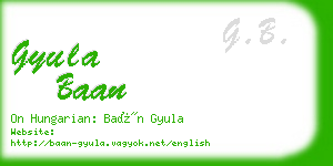 gyula baan business card